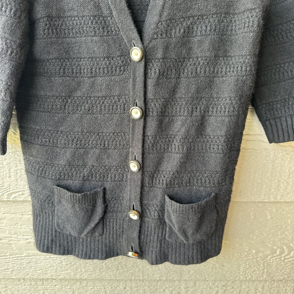Juicy Couture Wool Angora Rabbit Hair Cashmere Black Knit Cardigan Lrg Y2K